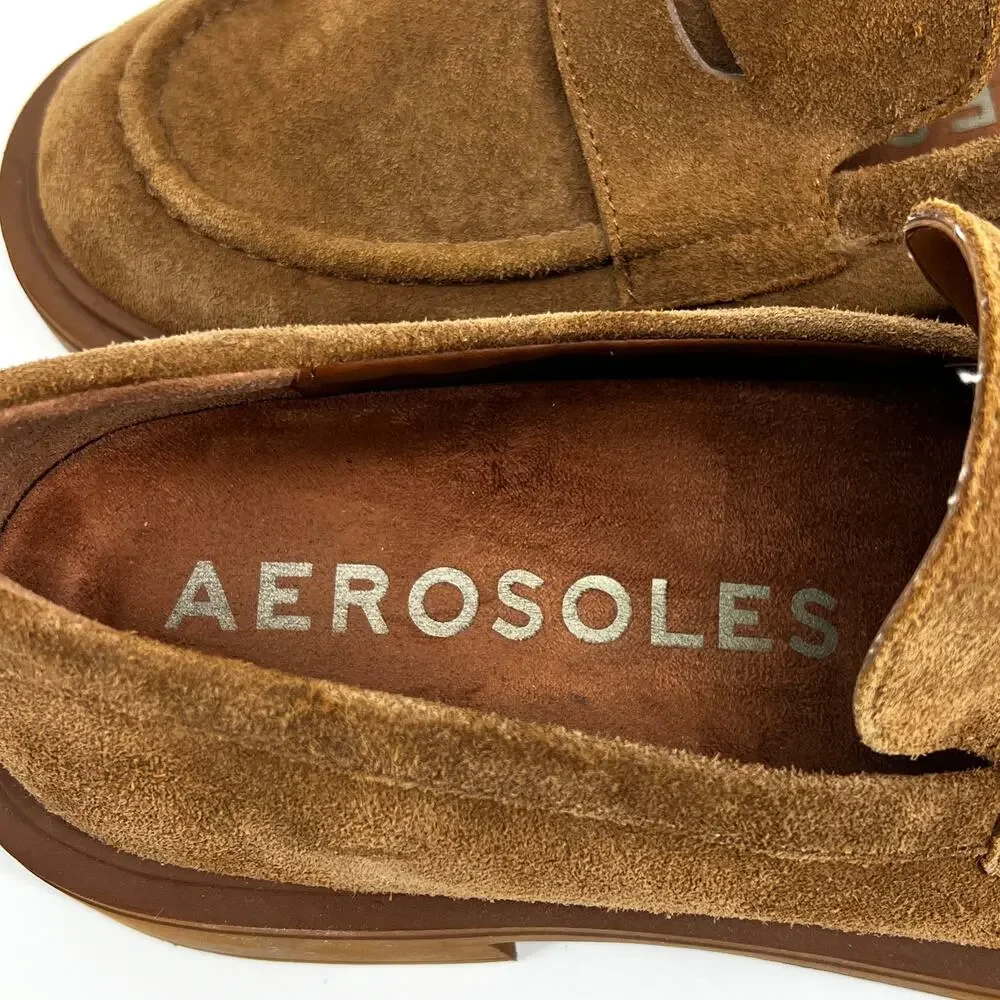 Aerosoles Gelso Nutmeg Suede Penny Comfort Loafer Shoes Size 9.5 M Preowned